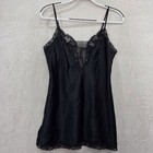 Vintage Victoria s Secret Black Lace Slip Cami Dress Nightie M Spaghetti Strap