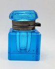 Inkwell Antique Square Sky  Blue Faceted Top Crystal  Chip Corner Last Pic