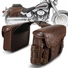 Motorcycle Saddle Bags  Pu Leather Motorcycle Saddlebags With Cup 25l-brown1