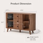 Mid-century Buffet Cabinet 47 2  Tambour Sliding Doors Fluted Sideboard Storage