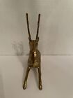 Vintage Silvestri Gold Brass Christmas Reindeer Candle Holder Decor 6  Rare Euc