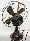 Antique Ge Brass Blade Electric Fan 12  Oscillating Vintage Desk Works  922314