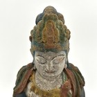 Chinese Hand Carved Decorative Wooden Buddha Statue Bodhisattva Kwan Yin 10in 