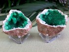 Green Geode Pair Geode Crystal Quartz Druze Specimen Morocco Geode Half