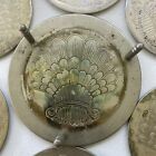 Vintage Set Of 6 Aluminum Coasters  3 75    In Diameter  With Holder  Weighted