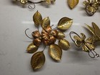 Vintage Mcm 7 Pc Brass Metal Hummingbird Floral Wall Decor Art Set 