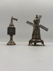 Silver Plated Filigree 5    Wing Mill Spice Box Tower Besamim Judaica Set Of 2