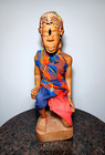 Vintage Hand Carved 15  Wooden Wood African Tribal Man Figure Sculpture 