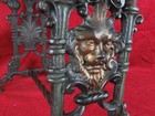 Antique Classical Lion Cast Iron Diminutive Ottoman Vanity Bench Stool