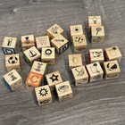 Lot Of 24 Vintage Wooden Alphabet Building Blocks Letters And Numbers