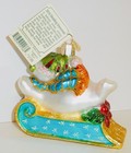 2016 Sledding Snowman - Old World Christmas Glass Ornament New W tag 24166