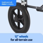 Medline Durable Folding Steel Transport Wheelchair With 12-inch Wheels - Teal