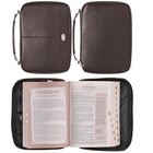 Extra Large Brown Bible Cover Organizer With Handle And Engraved Zipper Pull