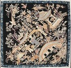 Antique Chinese Canton Silk Embroidered Embroidery Textile Panel Pagoda Figures