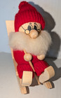 Vintage Sweden Wood Christmas Figure Tomte Gnome Elf Rocking Chair Figurine H2