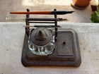 Inkwell Desk Set Pen Ink Stand Original Bottle Antique Glass Crystal