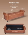 Uimoso Button-tufted Storage Ottoman Bench Rolled Arm Pu Leather Wood Legs Brown
