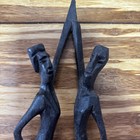 Wood Sculpture African Carving Couple Dancing Tribal folk Handmade   7 3 4    High