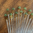 Glass Pineapple Swizzle Sticks Tiki Bar Tropical Cocktail Lot Of 18