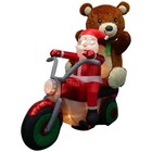 Home Accents Holiday 6 5 Ft Santa Riding Motorcycle W teddy Bear Inflatable