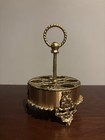 Vintage Gold Tone Filigree Lipstick Holder 11 Holes Abstract Pearl Accent Feet