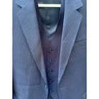 Vintage Sears Perma-prest Navy Pinstripe Suit Jacket And Vest Set Mens Large