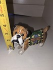 Vintage Boxer Puppy Dog W  Metal Collar   Tag Wearing Colorful Blanket Figurine 