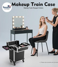 Black Rolling Makeup Case  Professional Cosmetic Box Storage On Wheels  Large Ma
