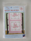 Jack Dempsey Needle Art 6 Stamped Cross Stitch 18  Quilt Blocks  rose Bouquet 