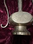 Arabic Solid Brass Ewer Coffee Pot Rare Antique Turkish Hand Etched Medieval