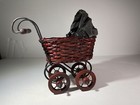 8  Stroller Baby Carriage Doll Buggy Victorian Style Vintage Wicker Canvas Pad