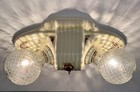 Antique Vtg Art Deco Victorian Porcelain Uranium Glaze Flush Mount Light Fixture