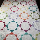Vintage 100x86 Handmade Colorful Snowball Quilt Cotton