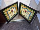 Pair Of Stained Leaded Glass Windows Circa 1915 From Chicago 23  X 28  