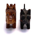 Vtg Unmatched Pair Scottie Dog Terrier Carved Wood Figurines Miniatures