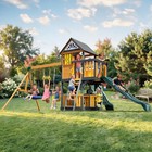 Large Wooden Kids Swing Double Slide Set Playhouse play Kitchen Outdoor Backyard