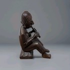 Peruvian Mahogany Hand Carved Figure Of Musician 1950   s