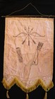 Antique Odd Fellows Ceremonial Silk Banner W bow unity Sticks sheath W arrows
