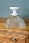 Antique Holophane Industrial Light School House Vintage Glass Shade Ceiling Lamp