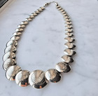 Authentic Navajo 925 Sterling Silver Pearls Graduated Saucer Reversible Necklace
