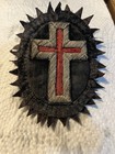 Masonic Freemason Embroidered Cross Patch Emblem Black Fabric Red Cross Oval