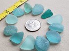 Genuine Pure Beach Sea Glass Surf Tumbled Teal Green Blue Good Small Frosted S01