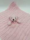 Baby Mode Pink Bear Knit Lovey Security Blanket Baby Nursery Plush Doll