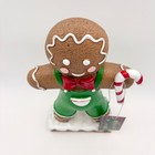 Holly Jolly Christmas Holiday Decor Gingerbread Man Figurine Green Overalls