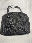 Antique Victorian Edwardian Black Handbag  Leather Bag California Estate Sale