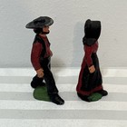 Vintage Cast Iron Amish Couple Antique Figures Display Red Dress