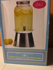 Glass Beverage Dispenser 1 Gallon C in Box with Metal Base 2 In 1 Vintage Styles