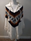 Women   s Southwestern Poncho Shawl Serape Fringe One Size Festival  Boho
