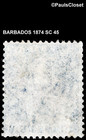 Barbados 1874 Sc 45 Britannia 1p Blue P14 Mnh Og F vf
