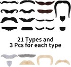 60 Pcs Fake Mustaches  Self Adhesive Fake Novelty Hairy Beard Costume  Party